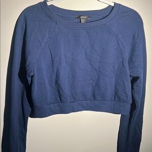 Forever 21 Blue Relaxed Crop Sweatshirt